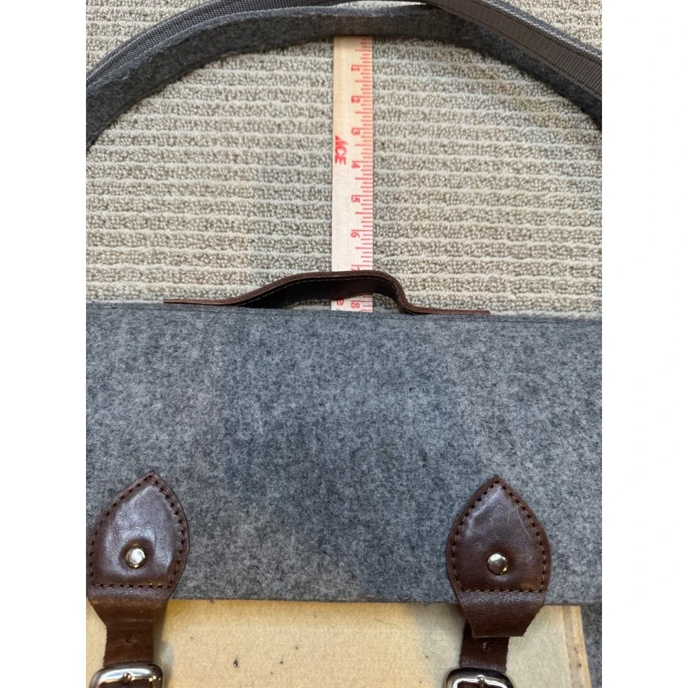 Grey‎ Felt Satchel Messenger Bag Two Tone Buckle Strap Shoulder Bag